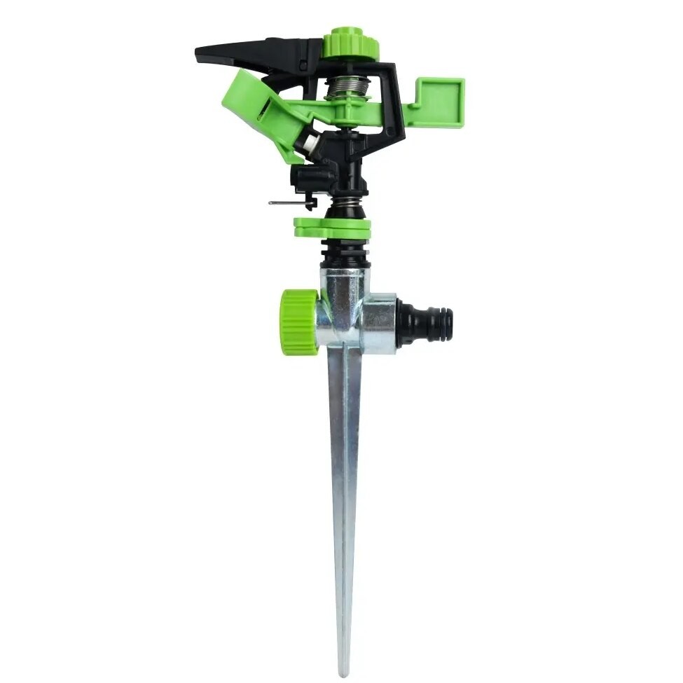 Aspersor PLASTIC Bricomall cu suport metal cu 6 moduri dispersie, prin bataie, MX252