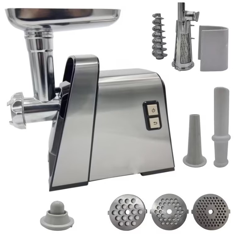 Masina electrica tocat carne Bricomall INOX 3800W, 3 site, accesorii rosii incluse, MX711 