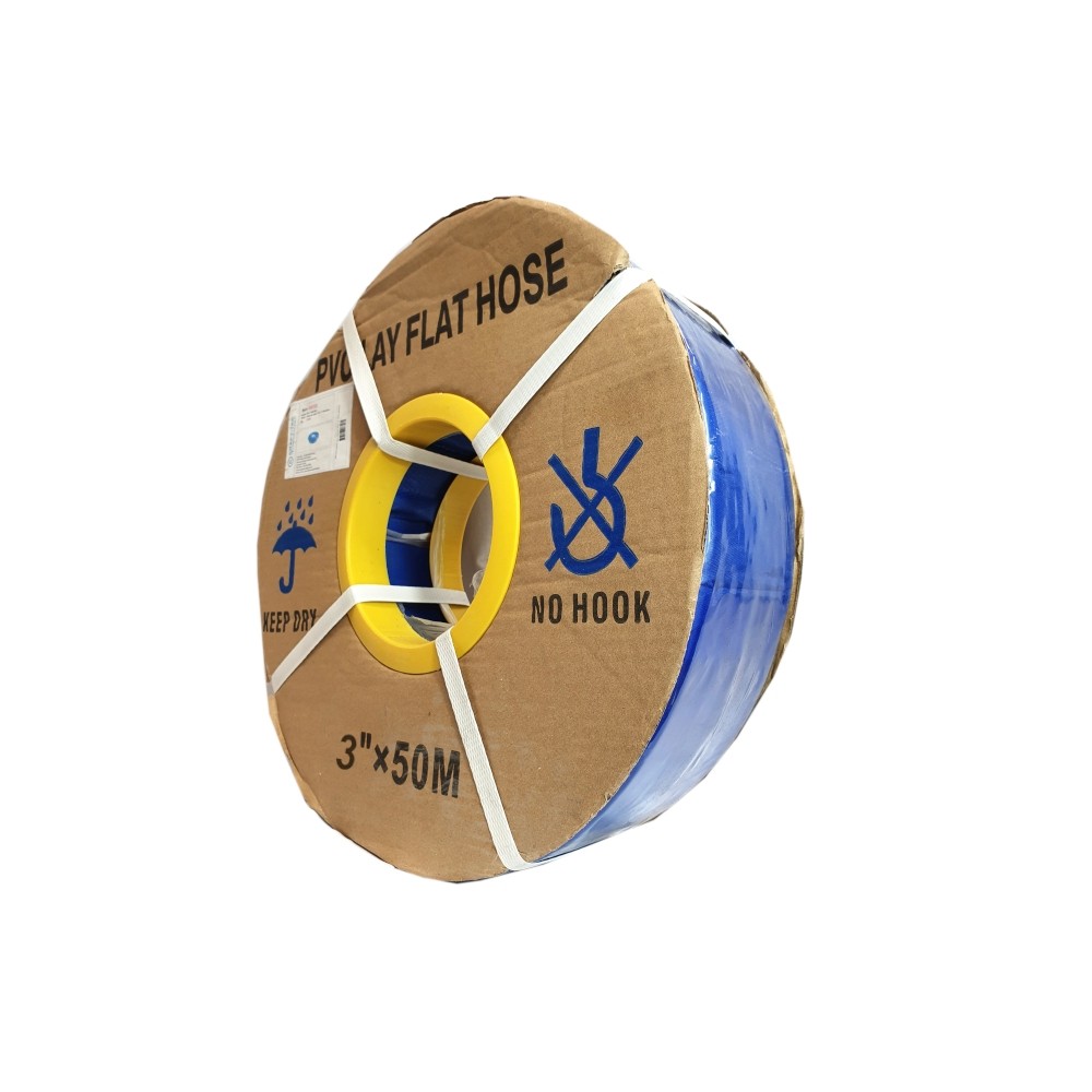 Furtun pompier - refulare Bricomall Flat PVC 3'' 50 M ALBASTRU MX391