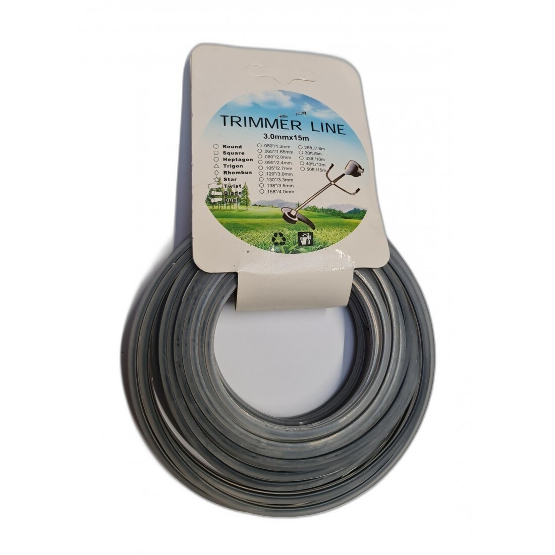 Fir motocoasa Bricomall 3 mm INSERTIE CARBON PATRAT 15m MX928