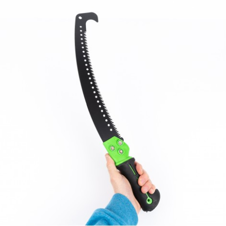Fierastrau gradina curbat Bricomall, negru cu carlig si maner verde, 33 cm, MX788