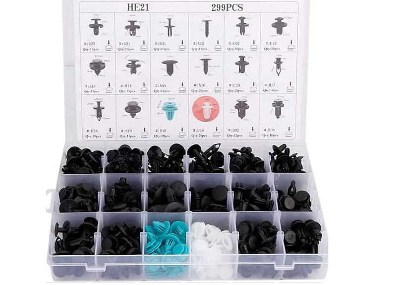 Cutie BricoMall, 299 Clipsuri Honda / Toyota, cleme auto 18 dimensiuni BM-299CLM