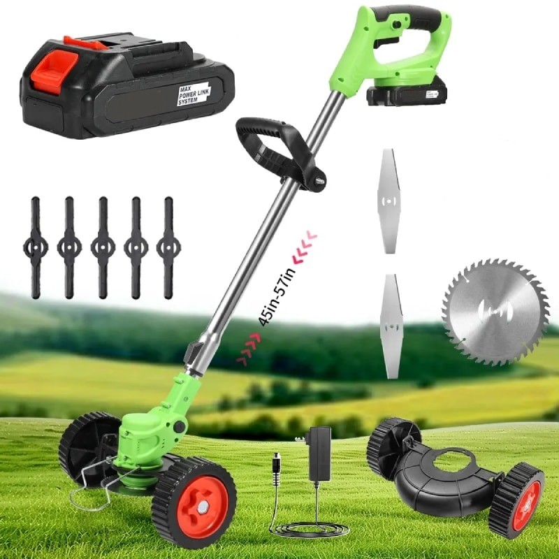 Motocoasa Cu Roți, Trimmer Iarbă Si Gard Viu, 2 Acumulatori Li Ion 21V/2.0Ah