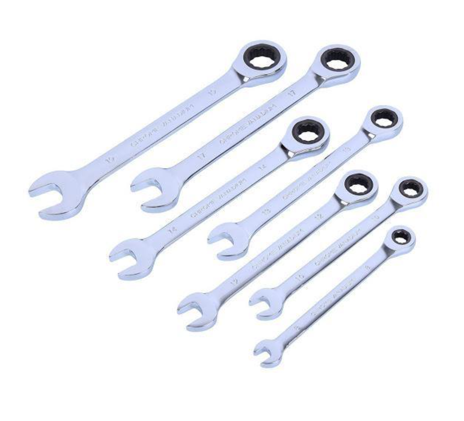 Set de 7 chei cu clichet combinate, Crom-Vanadiu