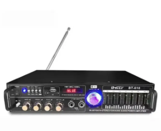 Amplificator de karaoke digital portabil cu Bluetooth egalizator USB Si intrare auxiliara BricoMall BM-AMPF-KRK1