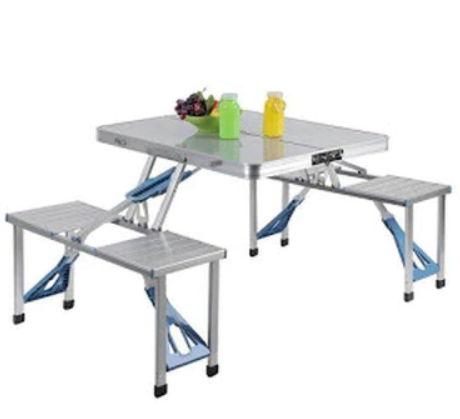 Masa de picnic pliabila din aluminiu, tip geamantan