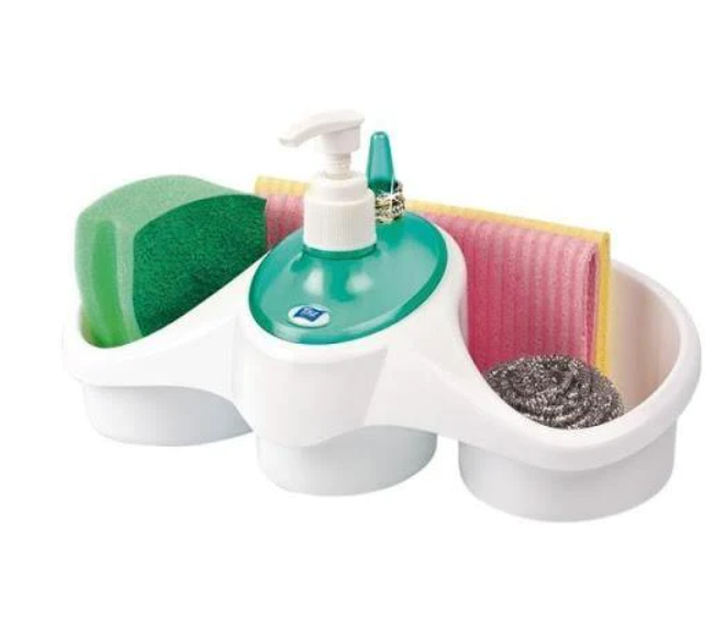Dispenser detergent de vase cu suport pentru burete 