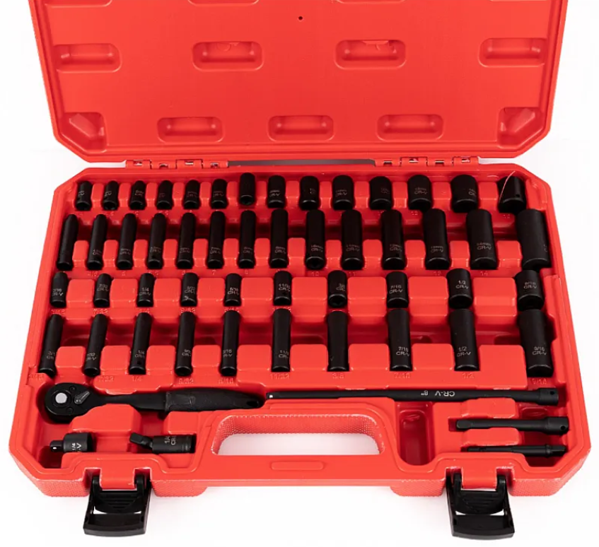 Trusa tubulare BricoMall pistol pneumatic 54 piese prindere 1/4 rosu BM54