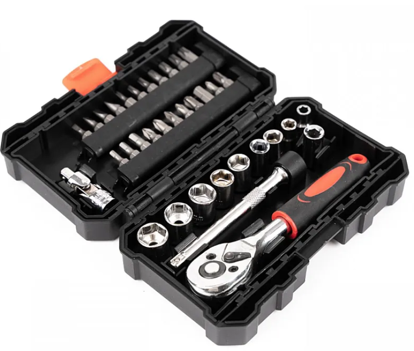 Mini Trusa BricoMall chei tubulare si biti 1/4 cu 35 de piese BM35