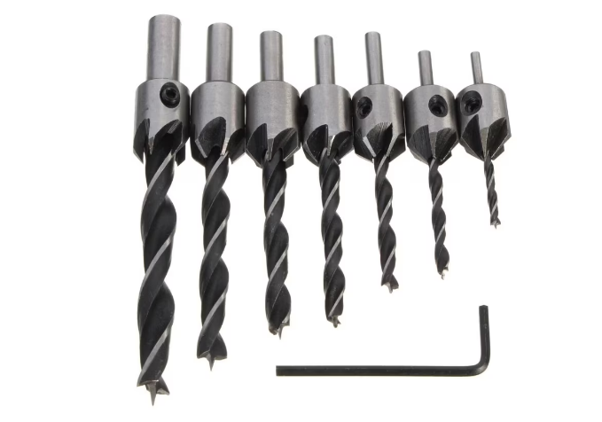 Set 7 Burghie pentru lemn LASERLINE cu Zencuitor/Limitare profunzime BricoMall BM-BRG-7LMN