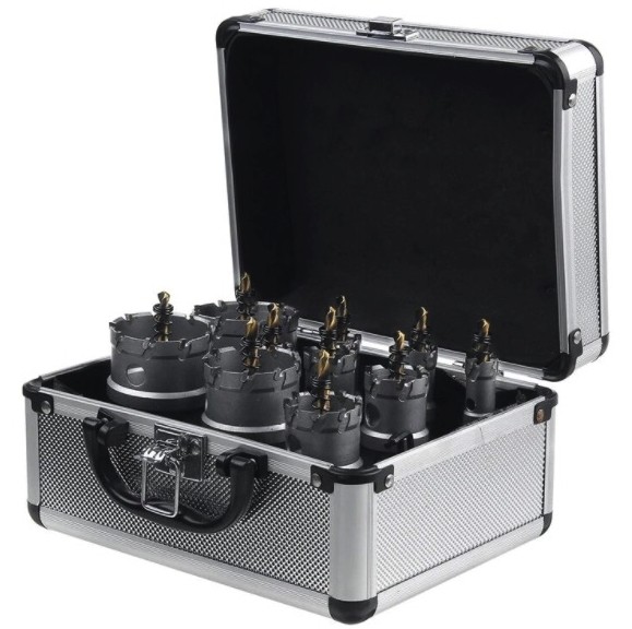 Cutie Metalica cu 10 Freze pentru Metal cu Pastile Vidia 16mm-53mm BricoMall BM-FRZ-10MTL