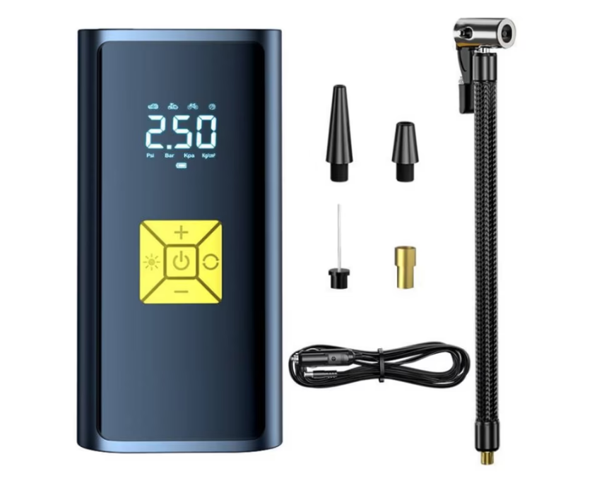 Pompa de aer inteligenta, 150PSI, portabila, pentru masina, compresor automat pentru pneuri, pentru motocicleta, negru BricoMall BM-CMPS-65A