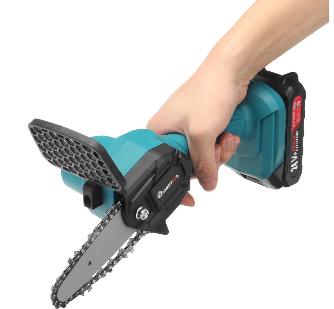 Mini fierastrau electric cu lant si acumulator, pentru lemn, 21V, 400 mAh