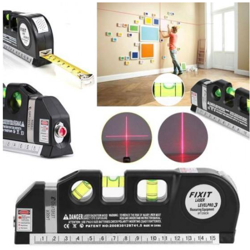 Nivela-boloboc cu raza laser si ruleta incorporata, multifunctionala 