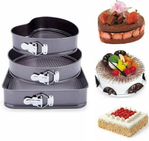 Set 3 forme pentru prajituri, forma patrata, inima, rotunda