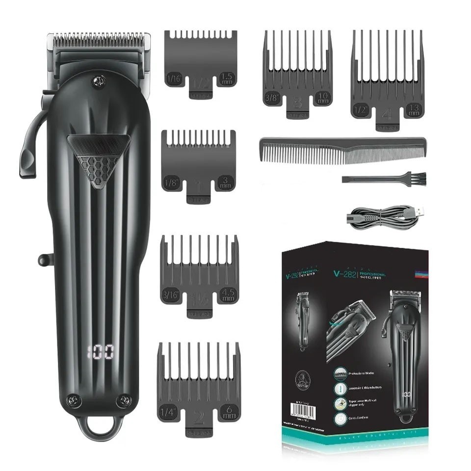 Masina de tuns profesionala cu acumulator, VGR V-282, afisaj LED, 6 gratare 1.5mm - 13mm