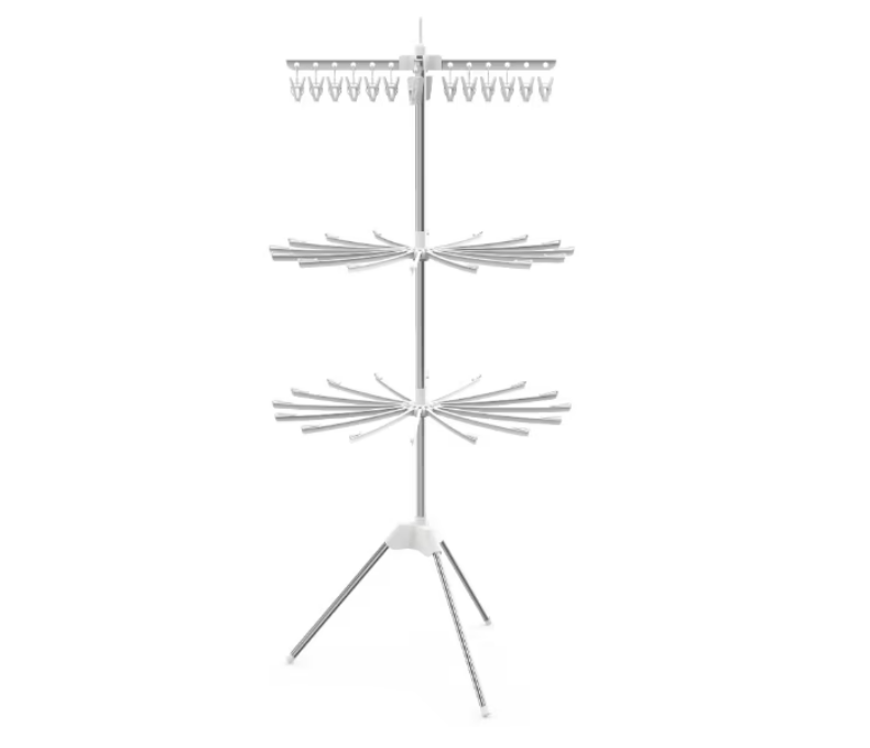 Uscator de rufe pliabil cu 3 etaje si 24 carlige, Alb, 170 cm inaltime BricoMall BM-USC24CRG
