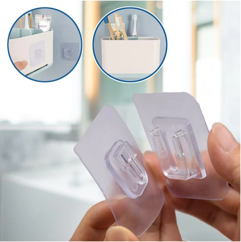 Set 10 suporti autoadezivi, dubli, pentru perete