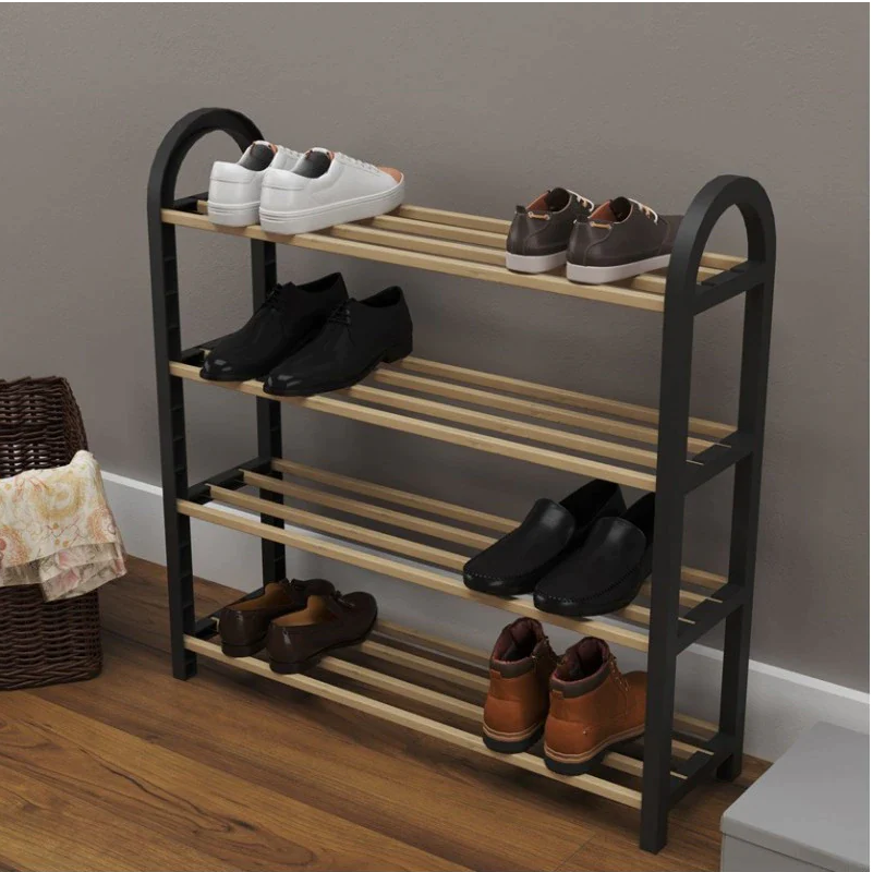 Suport cu 4 rafturi din lemn, pentru incaltaminte,18 x 64 x 64 cm