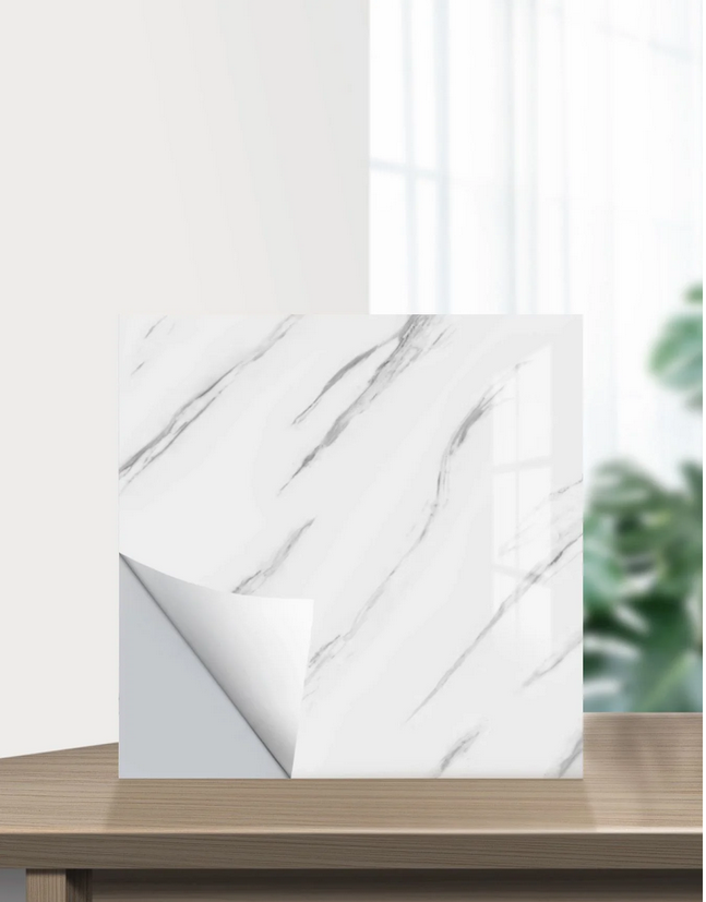 Set 10 x placi autoadezive impermeabile, pentru perete tip marmura, 60x60 cm