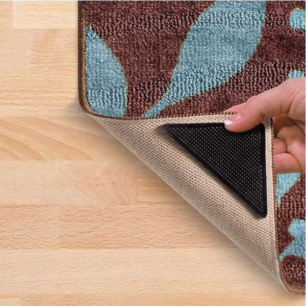 Set 4 benzi pentru covor, cu protectie antiderapanta