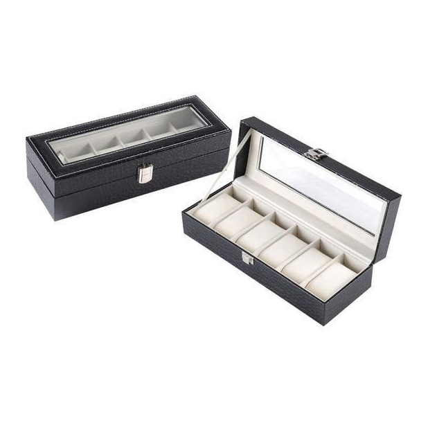 Cutie pentru depozitare din piele ecologica, 6 ceasuri