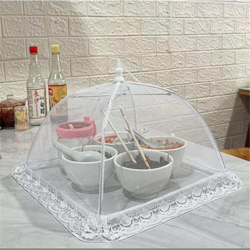 Set 4 umbrele plasa de protectie impotriva furnicilor si gandacilor pentru farfurii, insectelor, alb, 31cm x 31cm