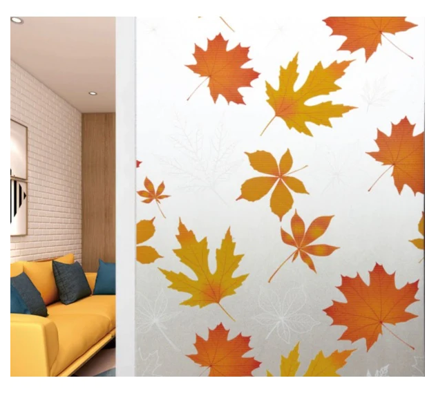 Folie autoadeziva pentru geam, model frunze aramii, 45 x 500 cm