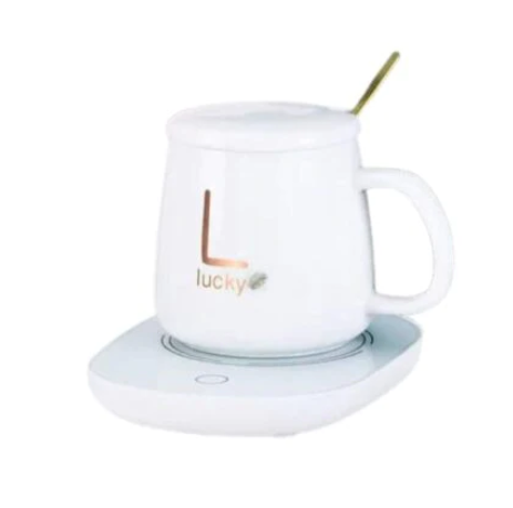 Cana ceramica cu lingurita, incalzitor, temperatura constanta 55 grade, 220V, 400 ml