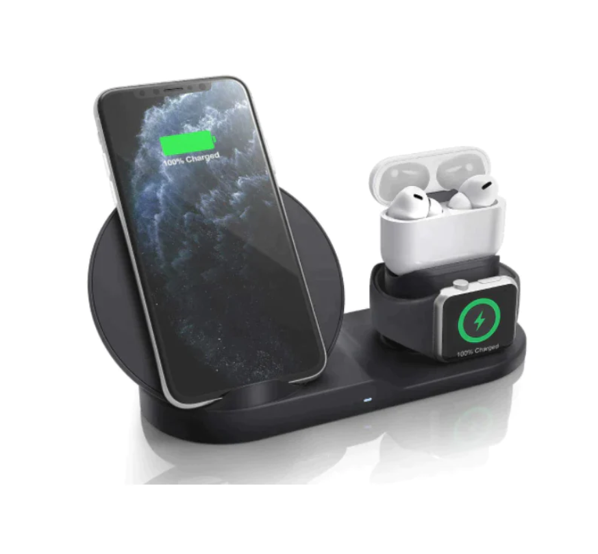 Statie de incarcare 3 in 1, universala, pentru telefon, ceas, casti Fast Charger