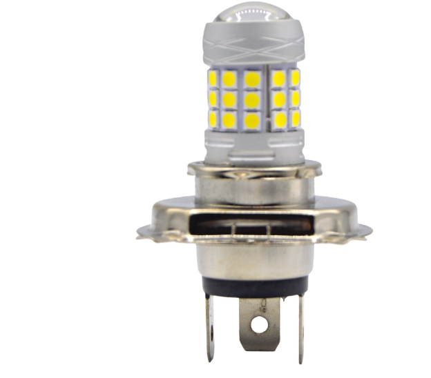 Set 2 becuri auto H4 cu 42 LED SMD 120W 6000k 12/80V doua faze lupa BricoMall BM-H4