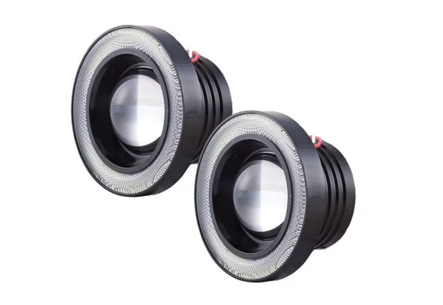 Set 2 Proiectoare 76 mm Angel Eyes cu LED DRL Lumina Alba BricoMall BM-ANGL76