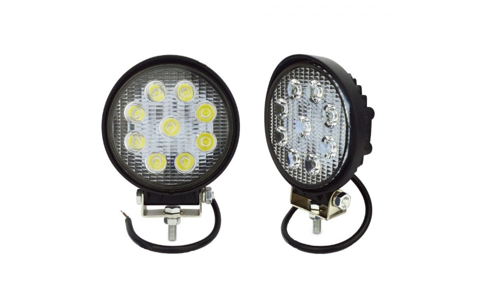Set 2 Proiector Led Auto Offroad 9 led 27W Rotund Auto BricoMall BM-OFF-9LED