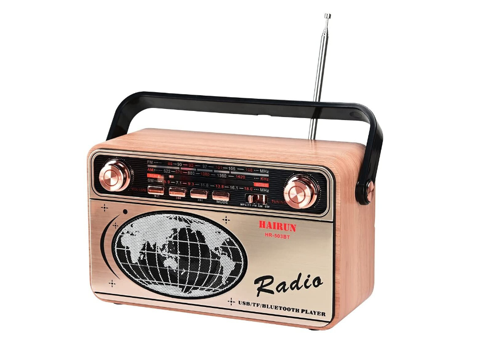 Radio Portabil FM/AM/SW, AUX, USB, Bluetooth, TF Card, 10 W , Control volum, 9 x 21,5 x 13 cm, Lemn, Maro BricoMall BM-RDO503