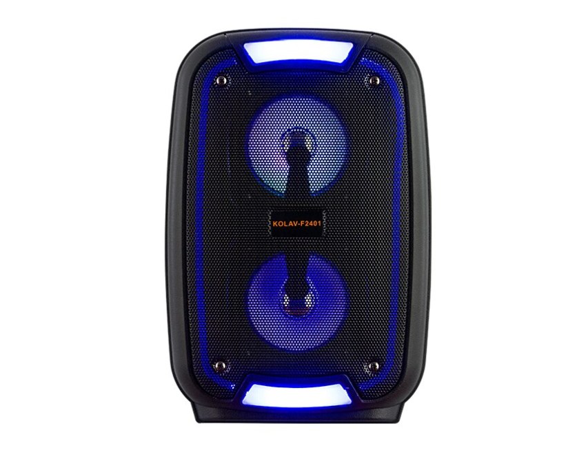Boxa portabila bluetooth, USB, Radio FM, telecomanda, microfon, joc de lumini RGB, 2 X 4 inch BricoMall BM-BXO2401