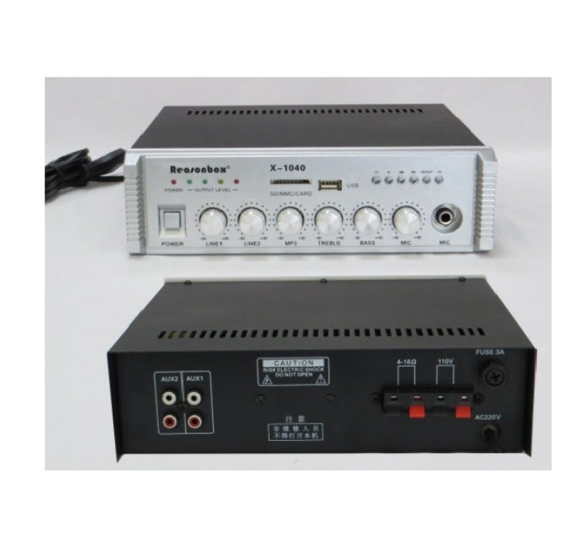 Amplificator Statie de linie 40W, Pentru boxe tavan 100V si difuzoare 4-16ohmi BricoMall BM-AMPF1040