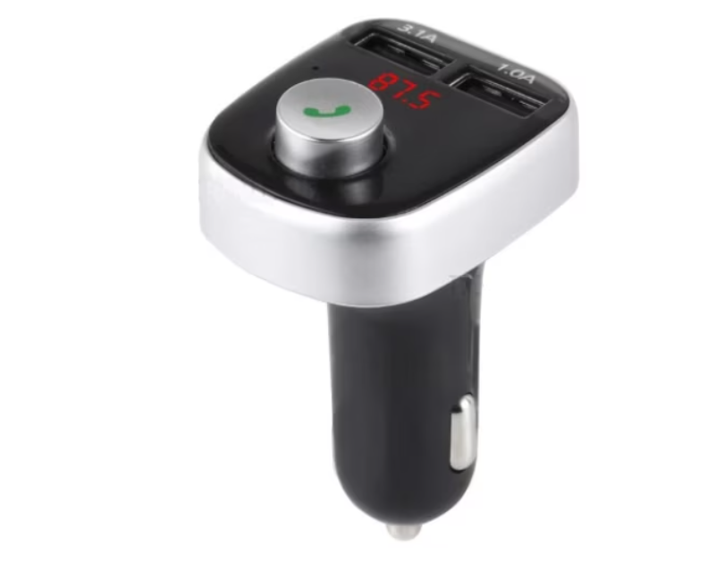 Modulator auto, Audio, mp3 player, dual USB, 3.1A, Bluetooth, FM, negru cu argintiu BricoMall BM-MDLA20