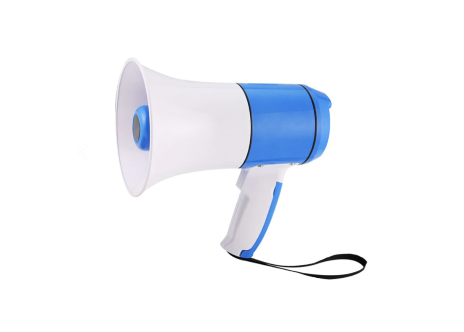 Portavoce, Megafon, Putere 15 W, Cu Acumulator Integrat, Functie Inregistrare, Alb/Albastru BricoMall BM-PRTV200