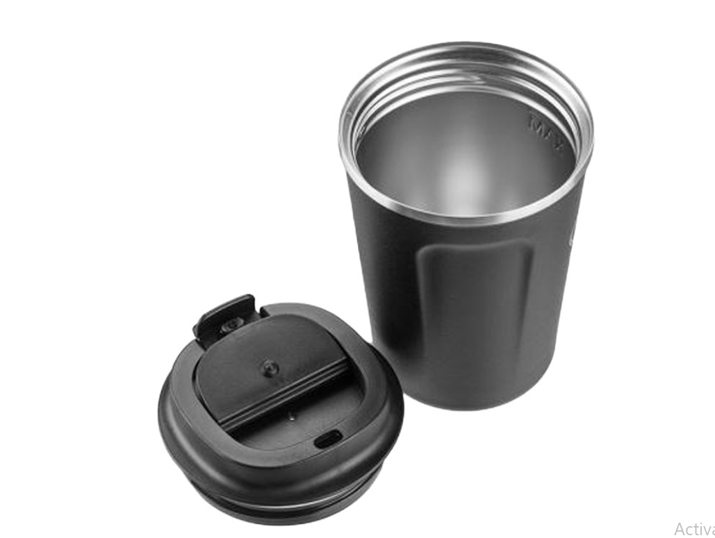 Cana termos, 350 ml, negru, metal, plastic, BricoMall BM-TRMS350