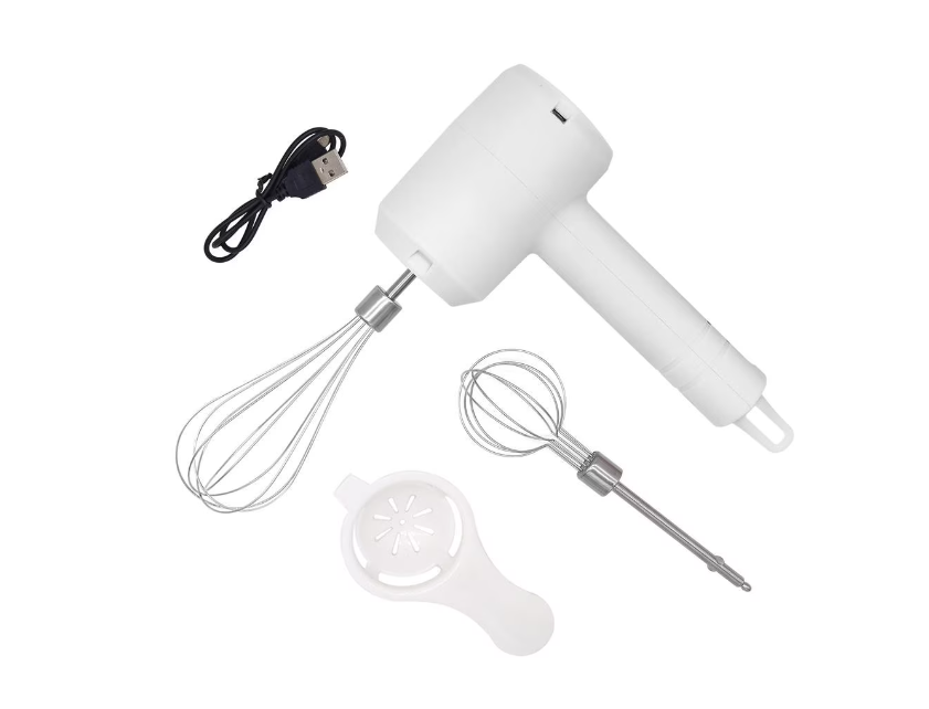Mixer Portabil Multifunctional cu 2 Accesorii pentru Maioneza si Creme, Trei Viteze, Incarcare USB - Alb BricoMall BM-MXR2ACC