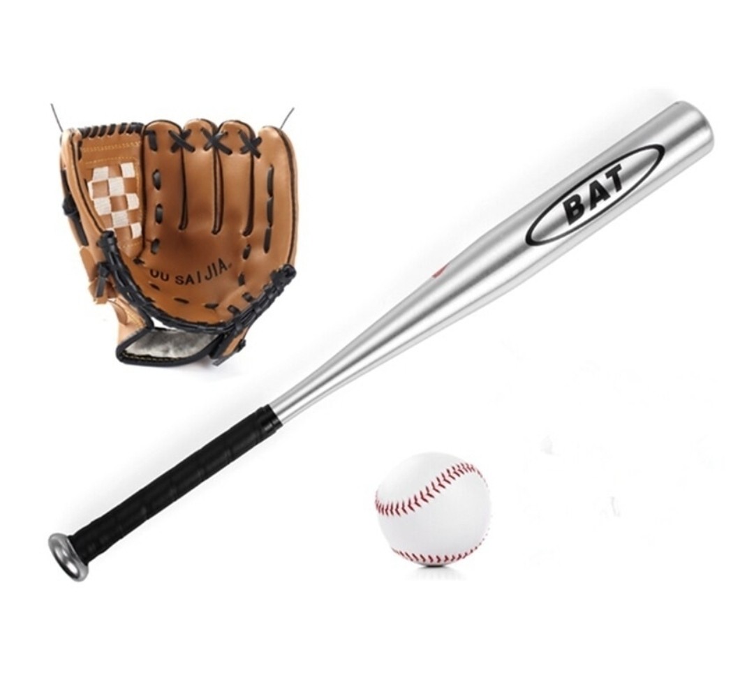 Set 3 piese pentru Baseball sau Soflball, Manusa, Bata baseball si minge piele