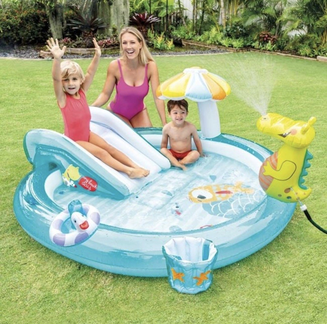 Piscina cu Model Crocodil & Tobogan pentru Copii 2.01x1.70x0.84m - Intex