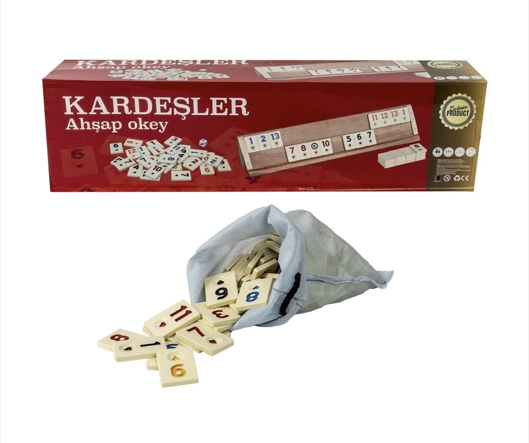 Set joc remi din lemn masiv Rummy Kardesler