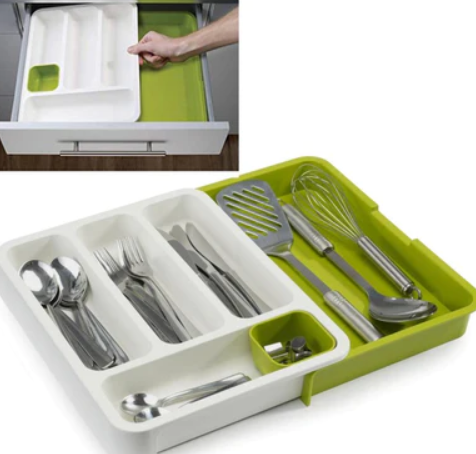 Organizator pentru tacamuri cu sertar reglabil