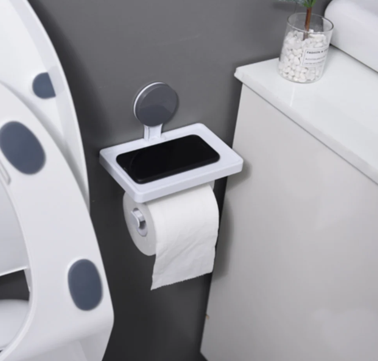 Suport hartie igienica cu suport telefon