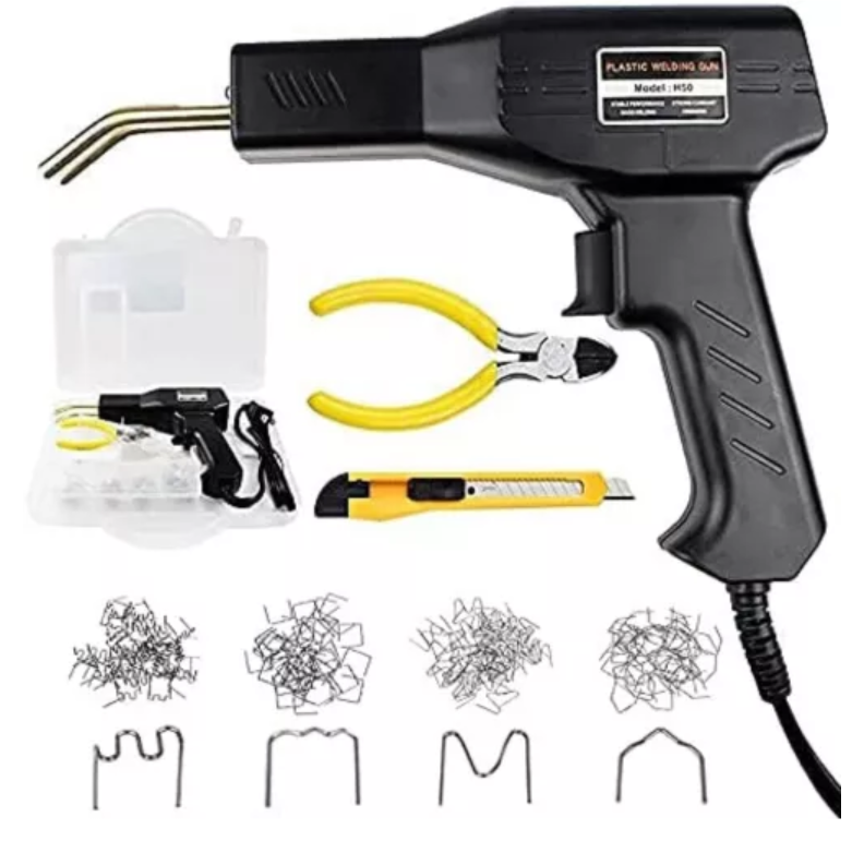 Trusa Pistol Si Capse Pentru Lipit Plastic , 50 piese , Putere 50W Negru