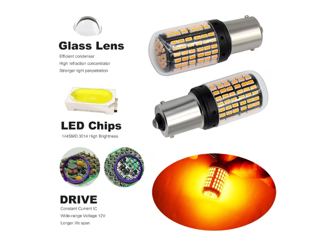 Set de 2 Becuri led semnal auto Canbus PY21W portocaliu BricoMall BM-PY21W
