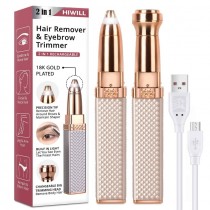 Epilator facial si sprancene, portabil, reincarcabil, 2 in 1