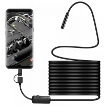 Cameră endoscopică impermeabilă cu lungime cablu 5 metri, 7mm - USB, MICROUSB, TIP-C