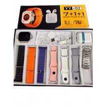 Set Cadou Smartwatch YY02, 7 Brățări, Încărcător Wireless și Căști Bluetooth